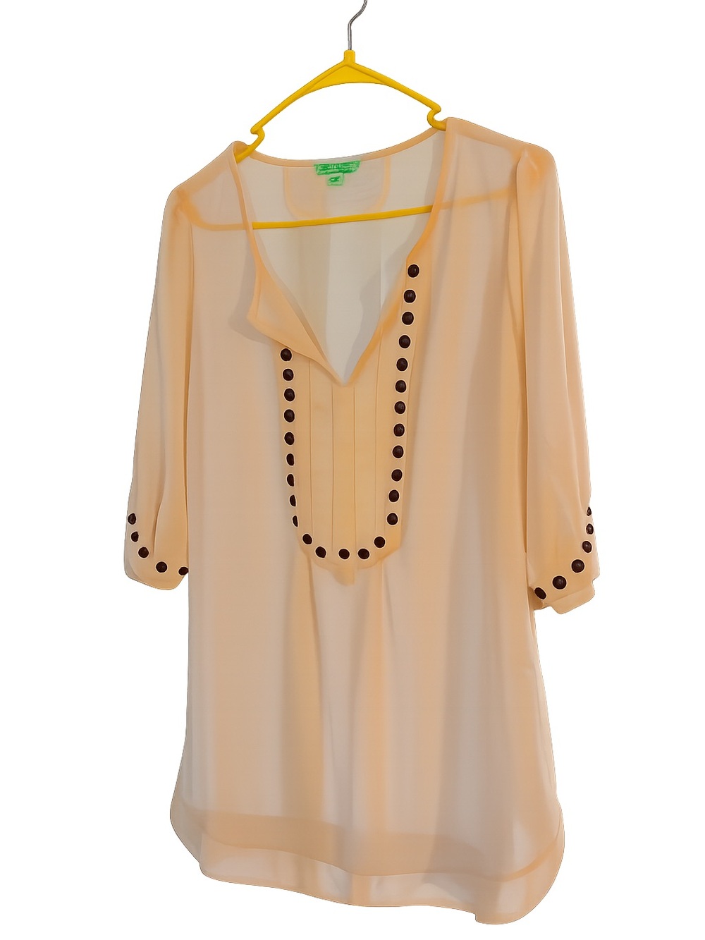 Nostalgia Cream Peasant Blouse with Dark Button Trim